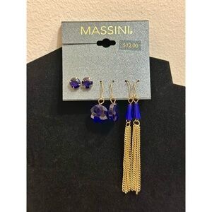 Massini Gold and Royal Blue Earrings